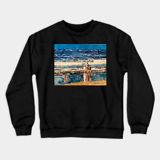 Woman with her children, Santa Monica Beach Crewneck Sweatshirt